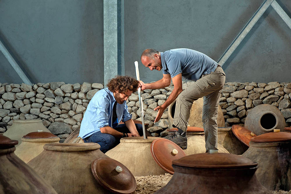 Zorik Gharibian at work in the winery with his son Oshin Gharibian / ZORAH Wines Zorik Gharibian at work in the winery with his son Oshin Gharibian / ZORAH Wines